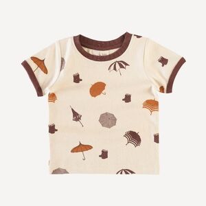 NWT 4T Kate Quinn ☔ Short sleeve ringer tee umbrellas organic cotton interlock